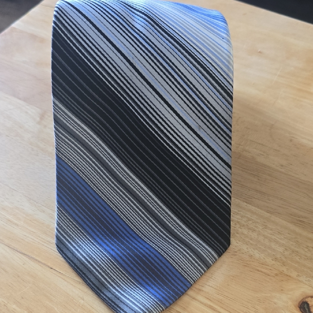 Classic Black and Blue Striped Tie